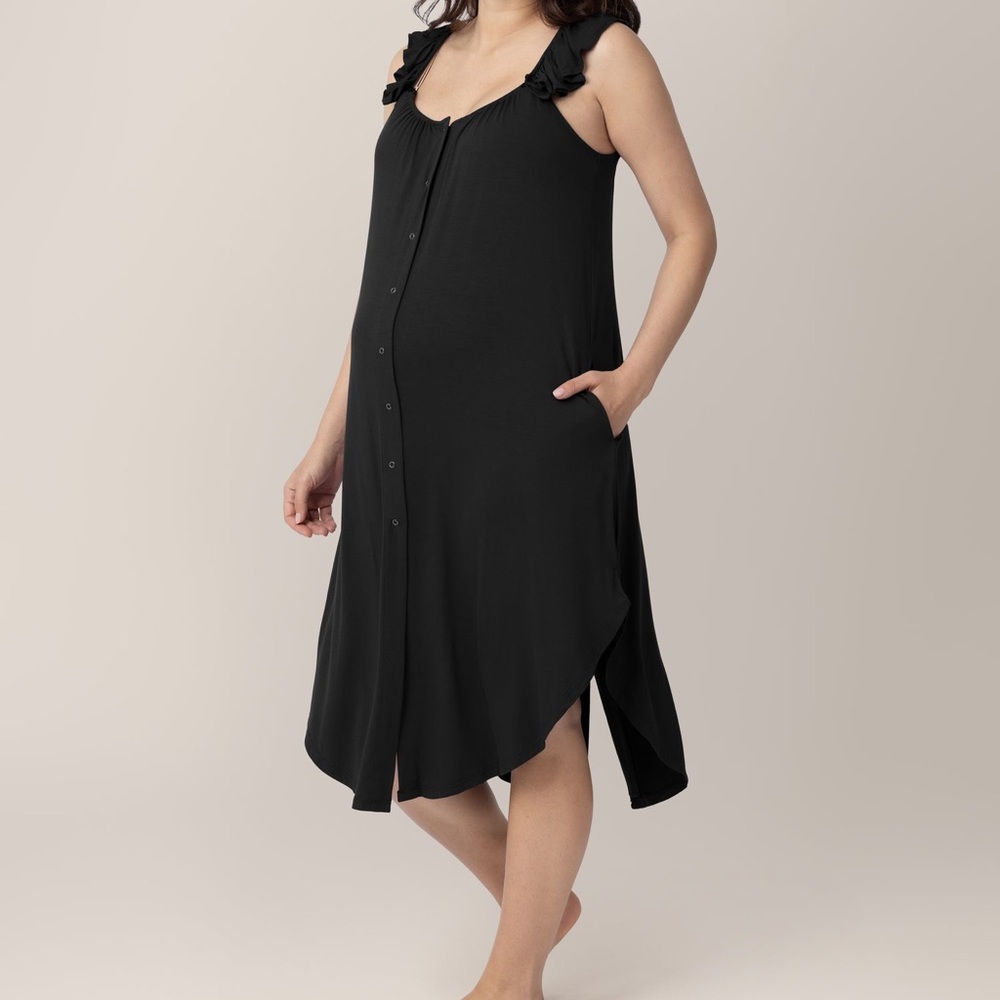 Maternity Ruffle Strap Labor & Delivery Gown